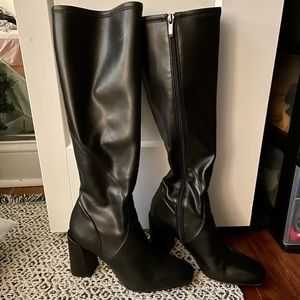 FRANCO SARTO KNEE HIGH BLACK LEATHER BOOTS